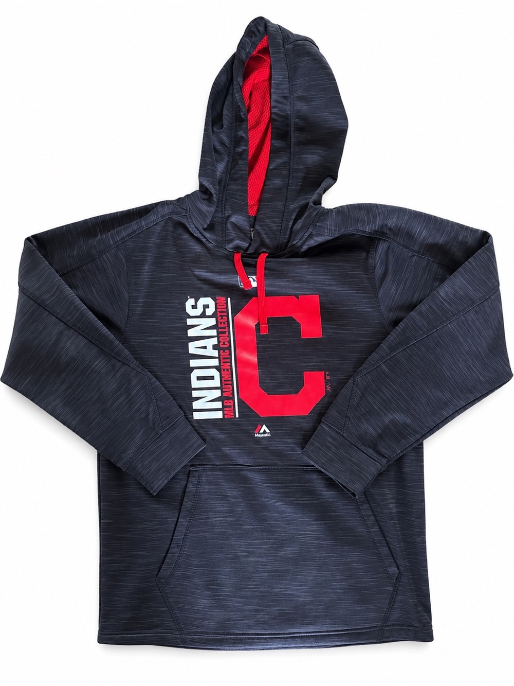 Majestic Cleveland Indians Navy & Red Pullover Hoodie